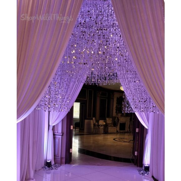 WEDDING DECORATIONS Bubbles Beaded Curtain - Silver 3 ft x 6 ft - Picture 2 of 15